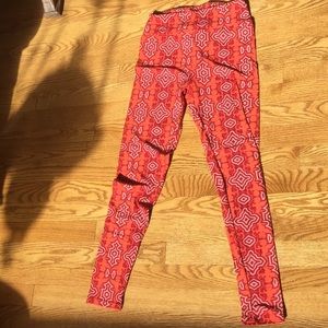 LulaRoe Red, maroon, & pink leggings